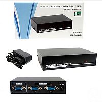 разветвитель vga splitter 1x2 2port (black) vga-2002 делитель vga сигнала на 2, 1 вх - 2 вых  фото